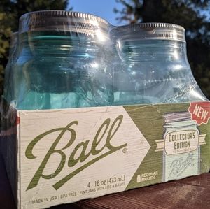 16 oz Ball aqua blue limited edition Mason jars